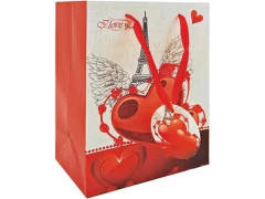 SACOLA DE PAPEL PARA PRESENTE 26X32X12CM HEART 3D SORTIDAS