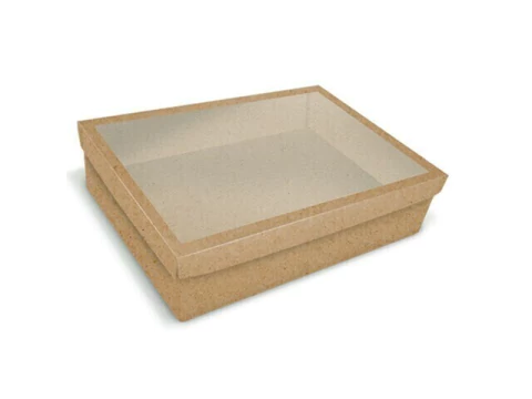 CAIXA RETANGULAR KRAFT 35X23X9CM COM TAMPA DE VISOR CV10