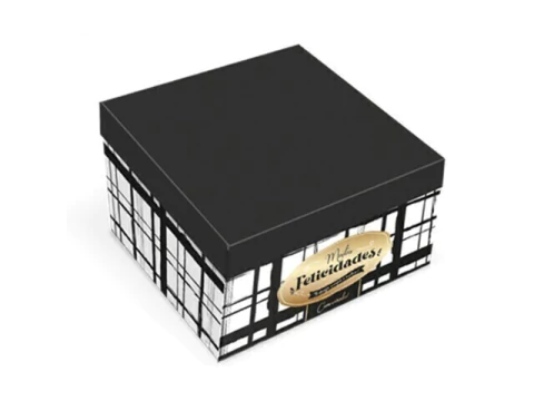 CAIXA QUADRADA PEQUENA 14X14X8CM ESTAMPA PARABENS PB26