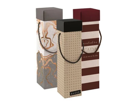 CAIXA VINHO COM ALCA SORTIDO 8X8X33CM CROMUS UNID