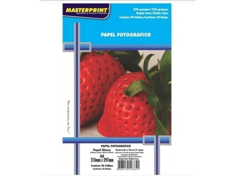PAPEL FOTOGRAFICO MASTERPRINT GLOSSY DUPLA FACE 220G/M² A4 20FLS