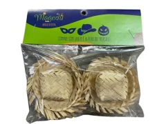 KIT COM 10 MINI CHAPEU DE PALHA 6 CM J514