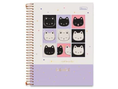 CADERNO ESCOLAR UNIVERSITARIO 01X1 80FLS CUTE CAT CAPAS SORTIDAS - Papelaria Visão