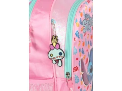 MOCHILA DE CARRINHO ESCOLAR INFANTIL STITCH ROSA