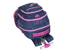 MOCHILA DE CARRINHO ESCOLAR INFANTIL UP4YOU ROXO COM ROSA - loja online
