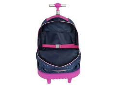 MOCHILA DE CARRINHO ESCOLAR INFANTIL UP4YOU ROXO COM ROSA - comprar online