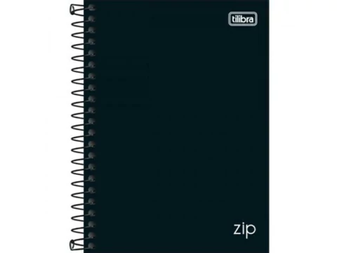 CADERNETA ESPIRAL PEQUENA 1/8 CAPA DURA ZIP PRETO 80FLS
