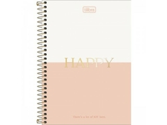 CADERNO ESPIRAL PEQUENO 1/4 CAPA DURA HAPPY 160FLS na internet