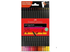 LAPIS DE COR COM 15 CORES QUENTES SUPERSOFT FABER CASTELL