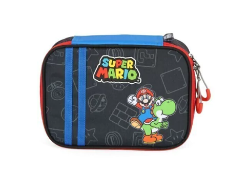 ESTOJO BOX ESCOLAR INFANTIL MARIO BROS PRETO