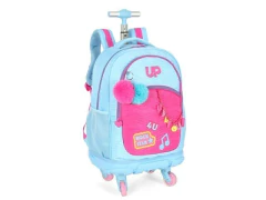 MOCHILA DE CARRINHO ESCOLAR INFANTIL UP4YOU AZUL CLARO - comprar online