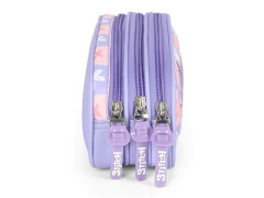 ESTOJO TRIPLO ZIPER ESCOLAR INFANTIL STITCH LILAS - Papelaria Visão