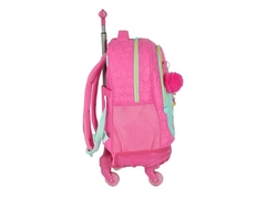 Imagem do MOCHILA DE CARRINHO ESCOLAR INFANTIL UP4YOU ROSA RODINHA LED