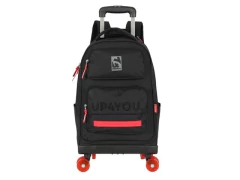 MOCHILA DE CARRINHO PRETO COM DETALHE VERMELHO UP4YOU