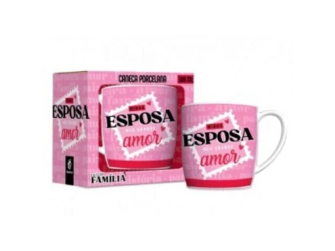 CANECA PORCELANA URBAN 300ML FAMILIA ESPOSA GRANDE AMOR