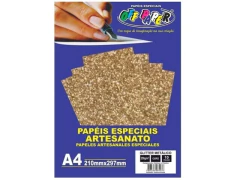 PAPEL GLITTER METALICO OURO A4 250G 10 FLS