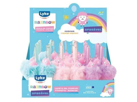 CANETA ESFEROG GEL APAGAVEL PONTA 0.7MM POMPOM OVELHA A UNID