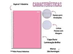 CADERNO DE 01 MATERIA UNIVERS CAPA DURA 80FLS COLORS ROSA na internet