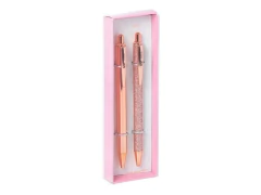 CANETA METALICA ESFEROGRAFICA 1.0 MM CORPO GLITTER E ROSE