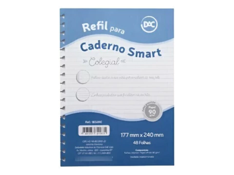 BLOCO REFIL CADERNO SMART COLEGIAL DAC BRANCO 17,7X24CM 48FLS