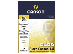 BLOCO DESENHO BRANCO A4 200G 20FLS CANSON