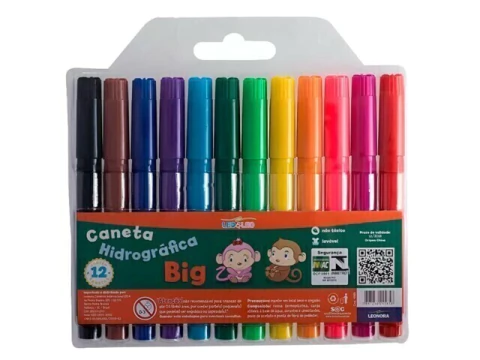 CANETINHA HIDROCOR BIG ESTOJOS COM 12 CORES LEO&LEO