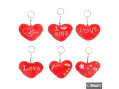 CHAVEIRO DE PELUCIA 6CM CORAÇAO FRASES SORTIDAS TGS4010 na internet