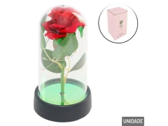 FLOR ARTIFICIAL NA CUPULA 15CM ROSA COM LED TGS4199
