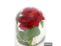 FLOR ARTIFICIAL NA CUPULA 15CM ROSA COM LED TGS4199 - Papelaria Visão