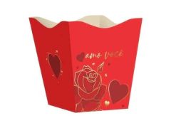 CACHEPOT VINTAGE ETERNO AMOR GRANDE VERMELHO OURO