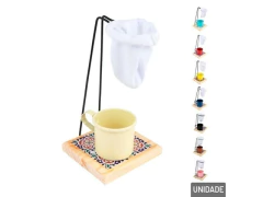 COADOR DE CAFE TECIDO C SUPORTE E XICARA SORTIDOS A UNIDADE