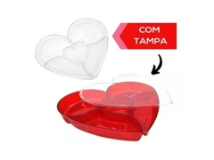 BANDEJA PETISCO ACRILICO COM TAMPA CORAÇAO VERM AP-1065VM - comprar online