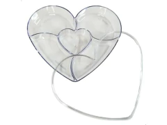 BANDEJA PETISCO ACRILICO COM TAMPA CORAÇAO CRISTAL AP-1065CR - comprar online
