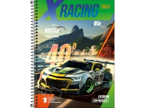 CADERNO DE 10 MATERIAS MASCULINO X-RACING 160FLS CAPA SORTIDA