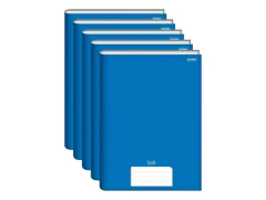 KIT 5 CADERNOS BROCHURAO CAPA DURA STIFF 96FLS AZUL JANDAIA