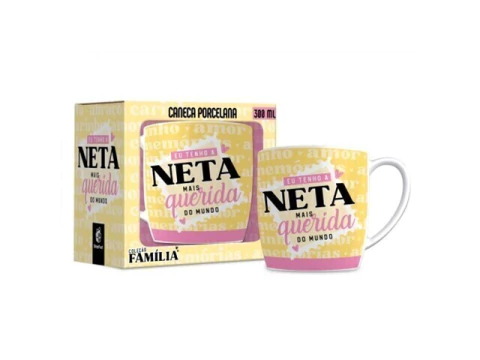CANECA PORCELANA URBAN 300ML FAMILIA NETA QUERIDA