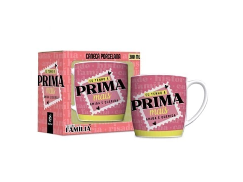 CANECA PORCELANA URBAN 300ML FAMILIA PRIMA AMIGA QUERIDA