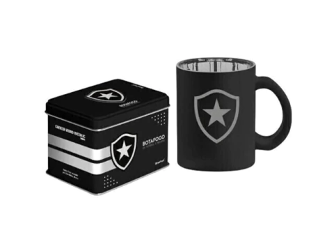 CANECA VIDRO DIAMOND METALIC LATA TIMES 300ML BOTAFOGO