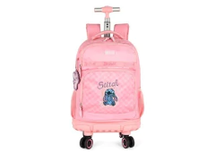 MOCHILA DE CARRINHO INFANTIL STITCH ROSA