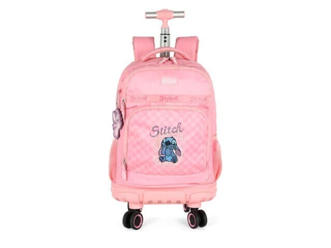 MOCHILA DE CARRINHO INFANTIL STITCH ROSA