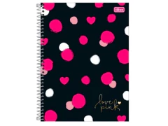 CADERNO DE 10 MATERIAS 200F LOVE PINK - Papelaria Visão