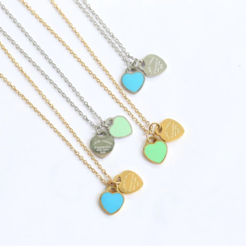 cadenita Love plateado y turquesa