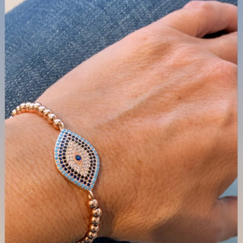 Pulsera Bolitas Rosada Blue Cubic