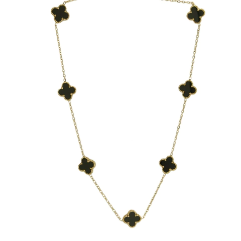 collar trebol negro cadena dorada