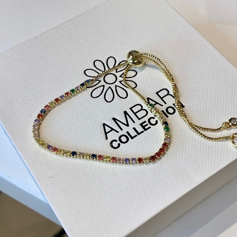 pulsera rainbow dorado y multicolor - comprar online
