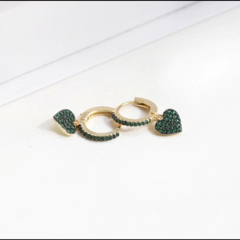 aritos corazon mini verde