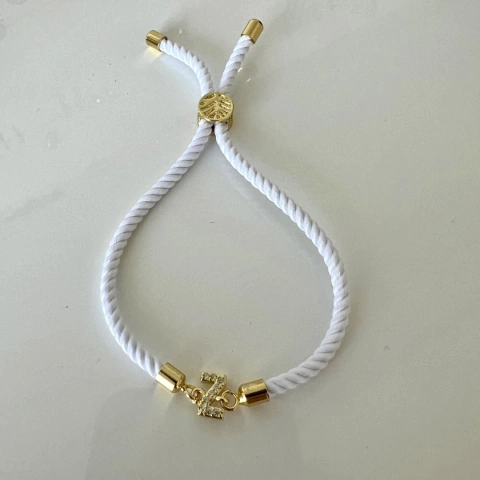 Pulsera inicial cordón blanco