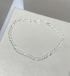 Pulseira Prata Groumet alternada