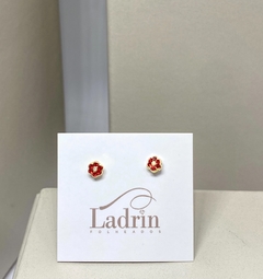 Brinco Flor Strass Vermelho - comprar online