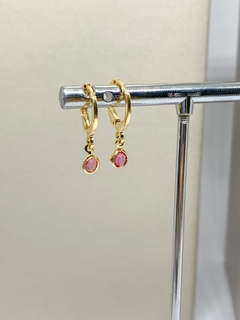 Brinco Argola Zircônia Rosa - comprar online